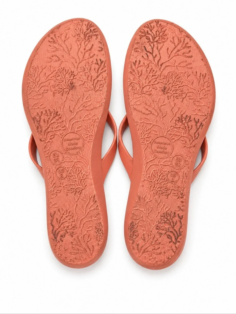OKA b. Coral Orange Floral Toe-Post Sandals